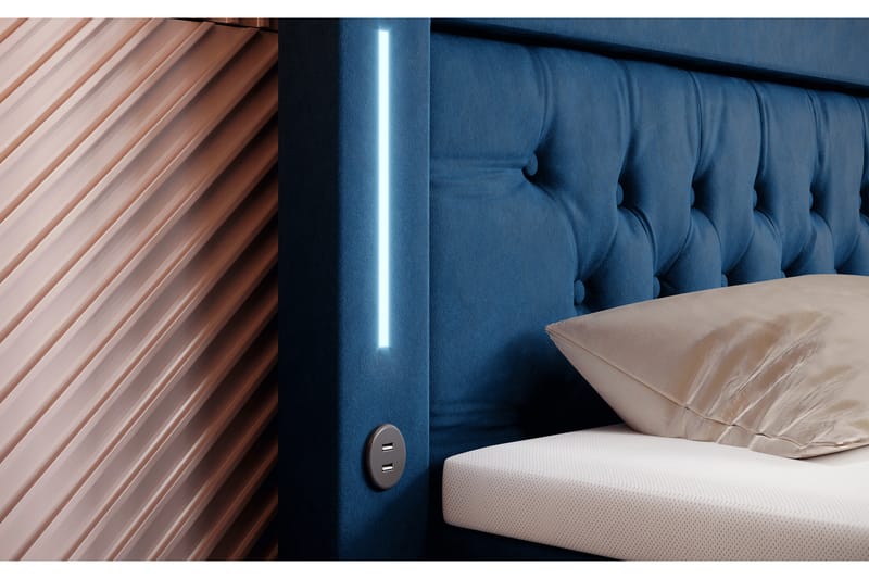 Valentino Sängpaket Kontinentalsäng 140x200 LED-belysning - Blå (+Fler val) - Komplett sängpaket - Kontinentalsäng