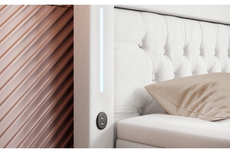 Valentino Sängpaket Kontinentalsäng 140x200 LED-belysning - Vit (+Fler val) - Komplett sängpaket - Kontinentalsäng - Familjesäng