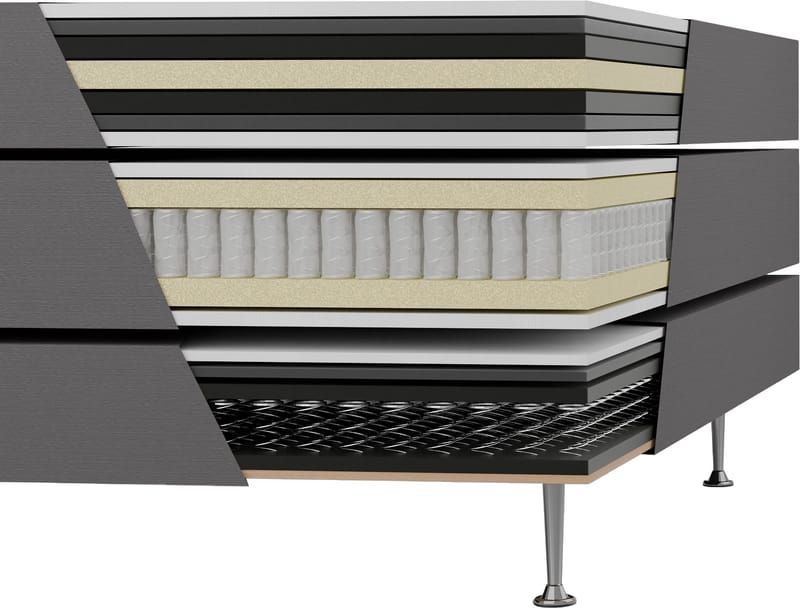 Kontinentalsäng 120 x 200 cm + sänggavel grå - Grå - Möbler - Säng - Komplett sängpaket