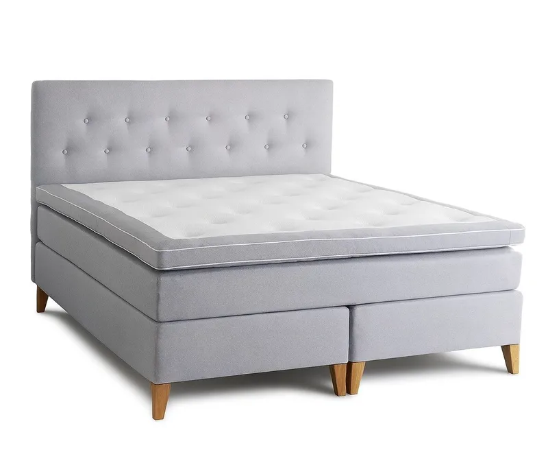 Kontinentalsäng Aspen Lyxpaket med Sänggavel 180x200 cm - Ljusgrå - Möbler - Säng - Komplett sängpaket