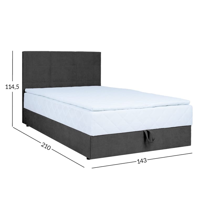 Kontinentalsäng Kalen med madrass 140x200 cm - mörkgrå - Möbler - Säng - Enkelsäng