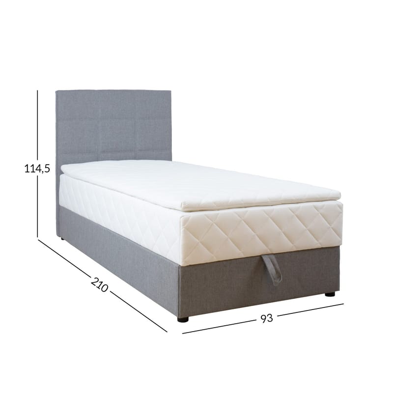 Kontinentalsäng Kalen med madrass 90x200 cm - Grå - Möbler - Säng - Enkelsäng