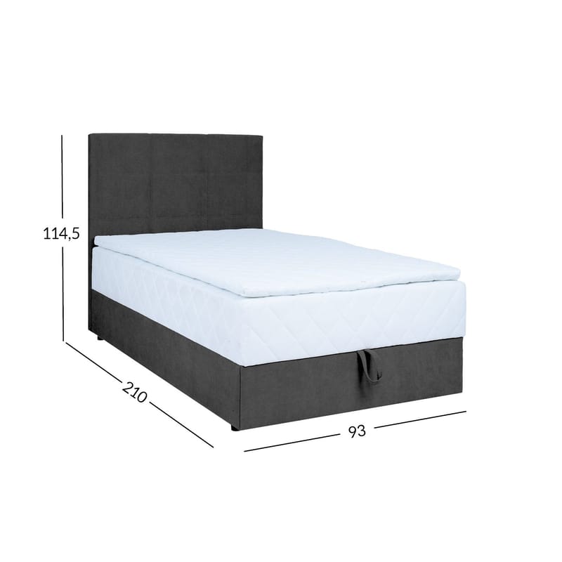 Kontinentalsäng Kalen med madrass 90x200 cm - Mörkgrå - Möbler - Säng - Enkelsäng