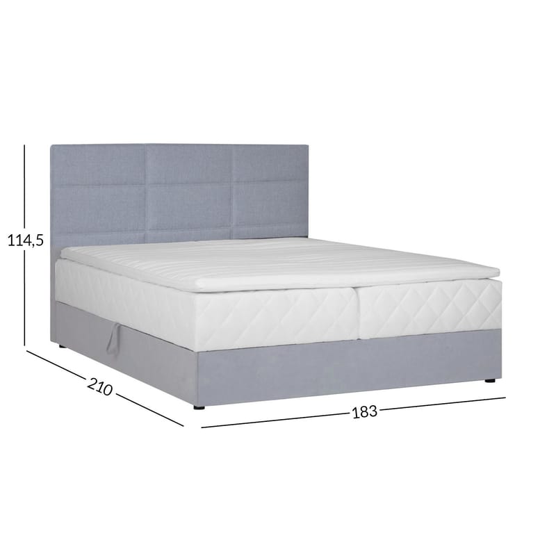 Kontinentalsäng Levi 180x200 cm med madrass - Grå - Möbler - Säng - Kontinentalsäng