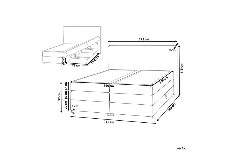 Kontinentalsäng Minister Beige-Silver, 160x200 cm - Beige-Silver, 160x200 cm - Möbler - Säng - Kontinentalsäng