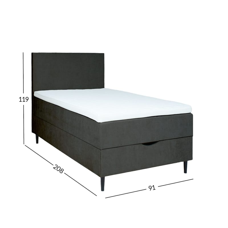 Kontinentalsäng Odviks 90x200 cm - Mörkgrå - Möbler - Säng - Enkelsäng