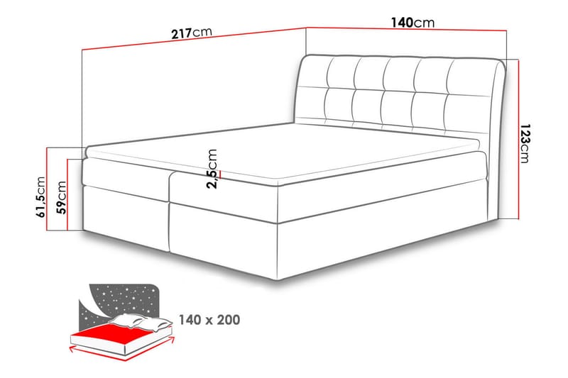 Alvik Kontinentalsäng 140x200 - Grå - Kontinentalsäng - Dubbelsäng - Familjesäng