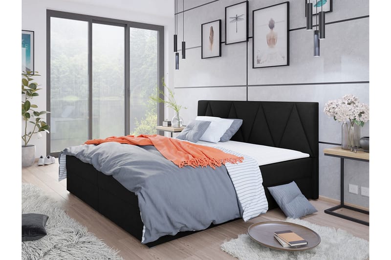 Alvito Kontinentalsäng 140x200 cm med Sänggavel - Svart - Möbler - Säng - Kontinentalsäng