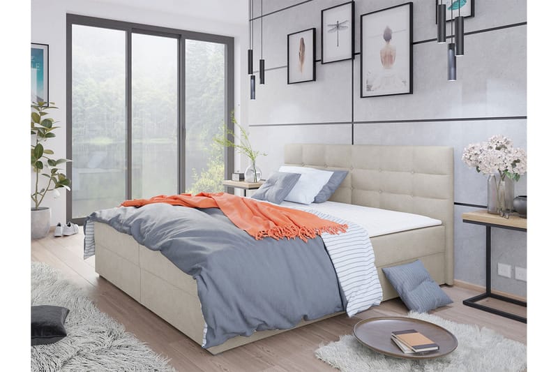 Alvito Kontinentalsäng 180x200 cm med Sänggavel - Beige - Möbler - Säng - Kontinentalsäng