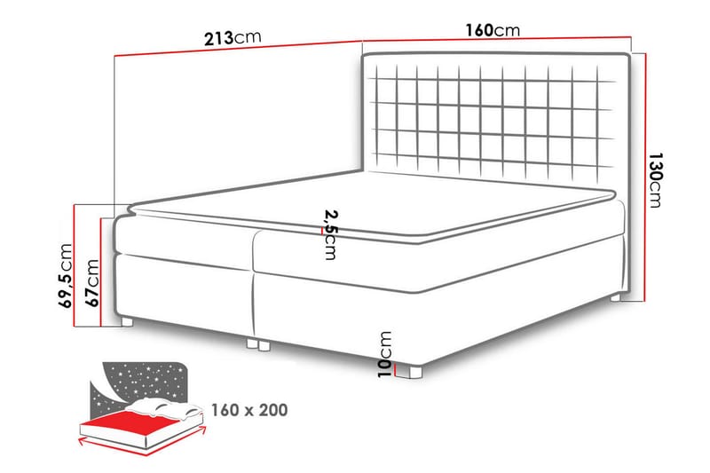 Asti Kontinentalsäng 160x200 - Mörkgrå - Möbler - Säng - Kontinentalsäng