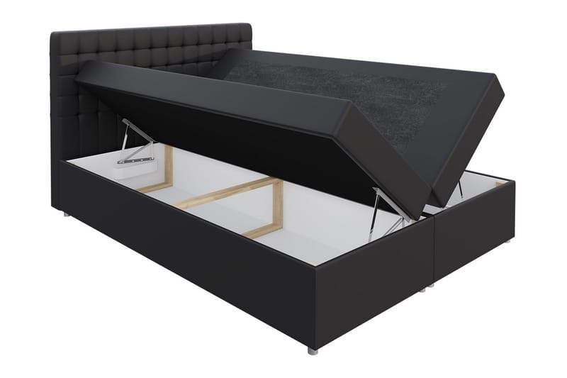 Asti Sängpaket 120x200 cm LED-belysning - Svart - Möbler - Säng - Kontinentalsäng
