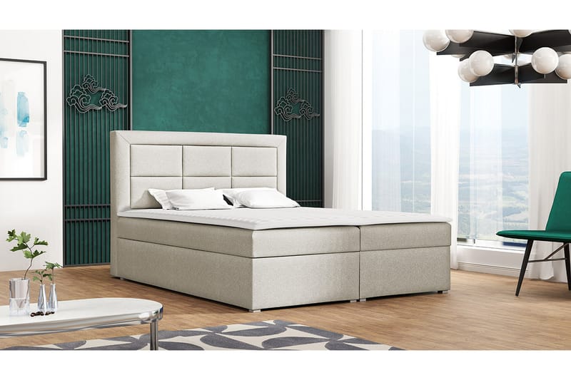 Axlunda Box Kontinentalsäng 160x215 cm LED-belysning - Beige - Möbler - Säng - Kontinentalsäng
