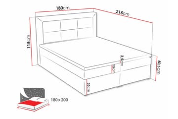Axlunda Box Kontinentalsäng 180x215 cm LED-belysning - Beige - Möbler - Säng - Kontinentalsäng