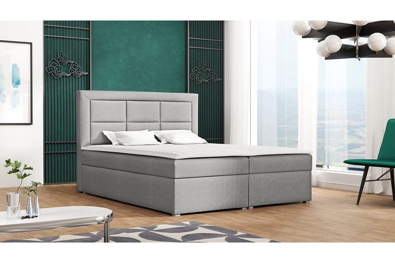 Axlunda Box Kontinentalsäng 180x215 cm LED-belysning - Grå - Möbler - Säng - Kontinentalsäng
