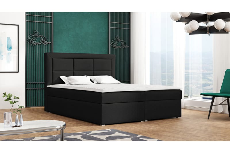 Axlunda Box Kontinentalsäng 180x215 cm LED-belysning - Svart - Möbler - Säng - Kontinentalsäng