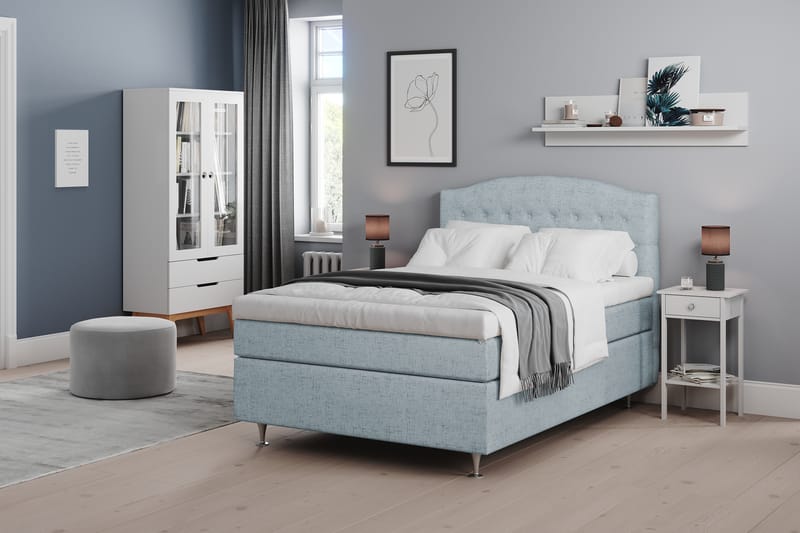Belda Sängpaket 140x200 Medium - Ljusblå - Komplett sängpaket - Kontinentalsäng - Dubbelsäng
