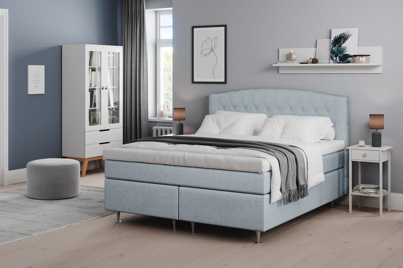 Belda Sängpaket 160x200 Fast/Medium - Ljusblå - Komplett sängpaket - Kontinentalsäng - Dubbelsäng
