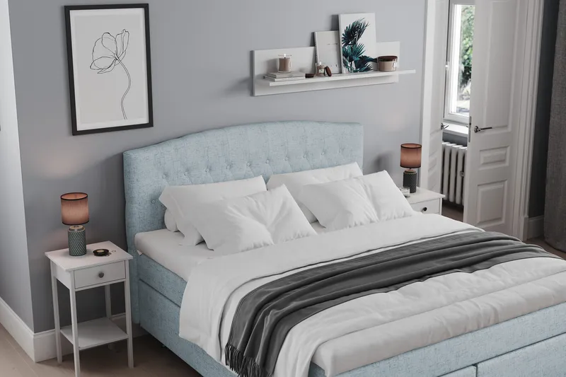 Belda Sängpaket 180x200 Fast - Ljusblå - Möbler - Säng - Kontinentalsäng