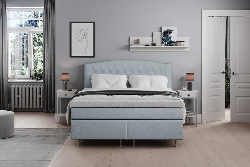 Belda Sängpaket 180x200 Fast/Medium - Ljusblå - Komplett sängpaket - Kontinentalsäng - Dubbelsäng