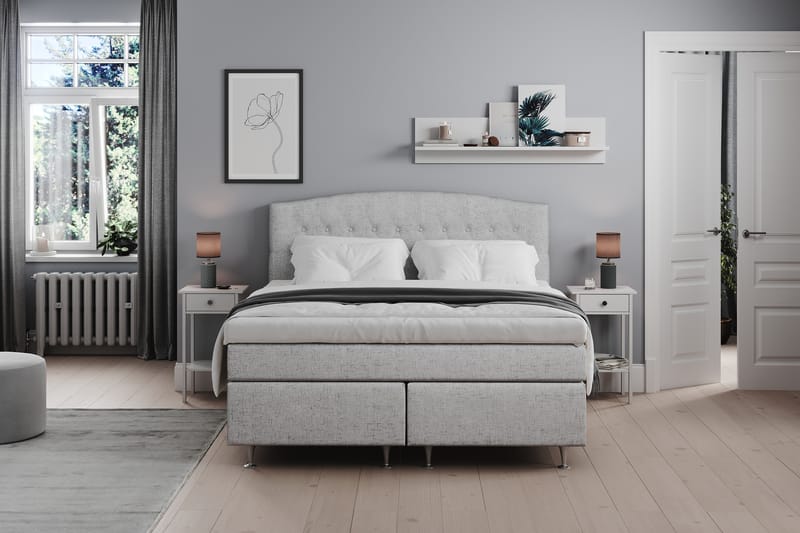 Belda Sängpaket 180x200 Fast/Medium - Ljusgrå - Komplett sängpaket - Kontinentalsäng - Dubbelsäng