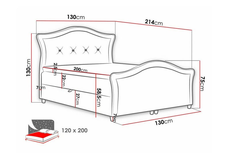 Boisdale Kontinentalsäng 120x200 cm - Möbler - Säng - Kontinentalsäng
