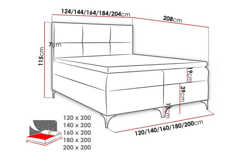 Boisdale Kontinentalsäng 120x200 cm - Möbler - Säng - Kontinentalsäng