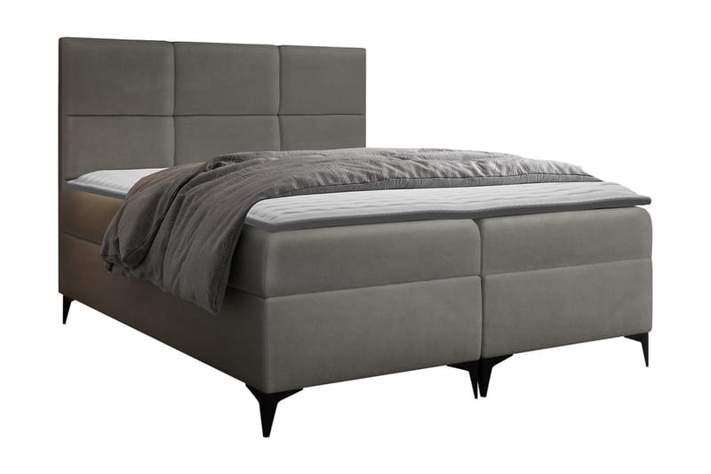 Boksta Kontinentalsäng 180x200 cm LED-belysning, Grå