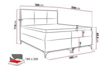 Boksta Kontinentalsäng 180x200 cm LED-belysning - Grå - Möbler - Säng - Kontinentalsäng