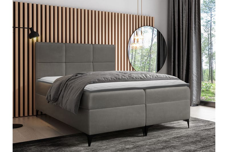 Boksta Kontinentalsäng 200x200 cm LED-belysning - Grå - Möbler - Säng - Kontinentalsäng