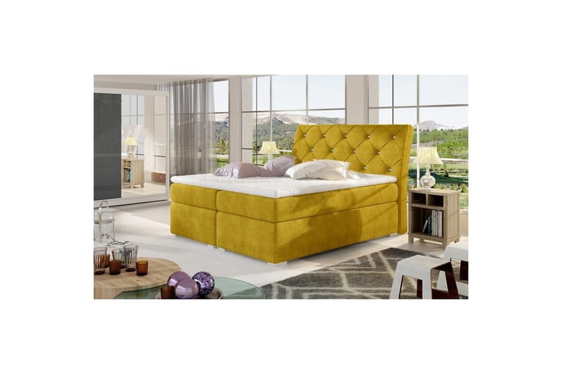 Box Spring Eltap Balvin - 160x200 cm, Omega 68, Gul - Möbler - Säng - Kontinentalsäng