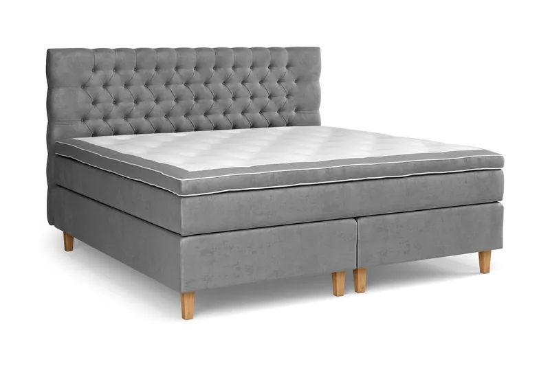 Celine Sängpaket 210x210cm - Grå/Sammet - Möbler - Säng - Kontinentalsäng