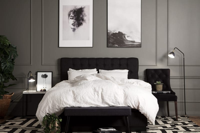 Charleston Kontinentalsäng 120x200 Fast Polyeterskum - Svart - Möbler - Säng - Kontinentalsäng