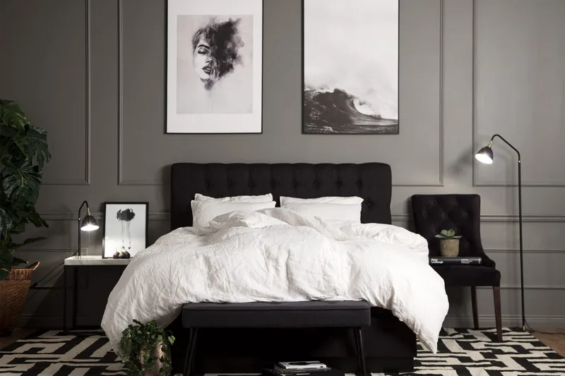 Charleston Kontinentalsäng 120x200 Fast Polyeterskum - Svart - Möbler - Säng - Kontinentalsäng