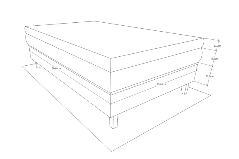 Charleston Kontinentalsäng 120x200 Fast Polyeterskum - Svart - Enkelsäng - Kontinentalsäng