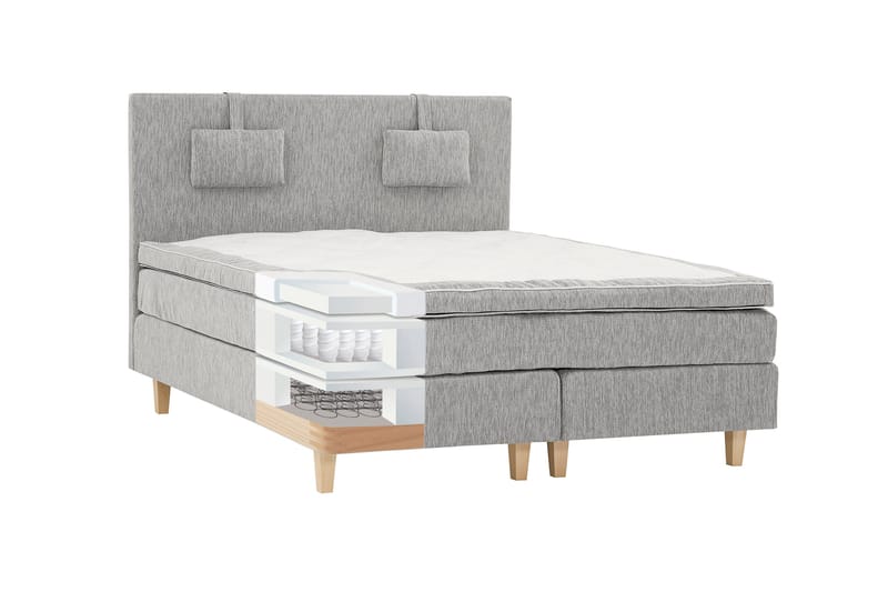 Charleston Kontinentalsäng 120x200 Fast Polyeterskum - Ljusgrå - Möbler - Säng - Kontinentalsäng