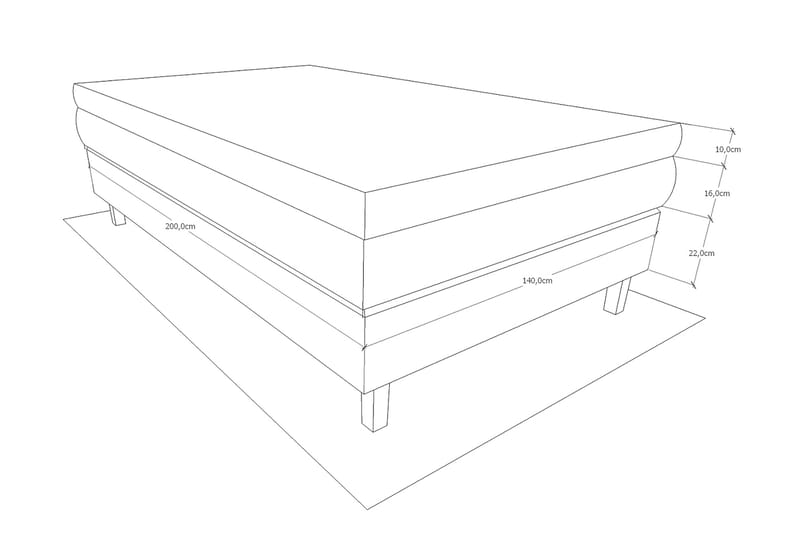 Charleston Kontinentalsäng 140x200 Fast Polyeterskum - Svart - Möbler - Säng - Kontinentalsäng