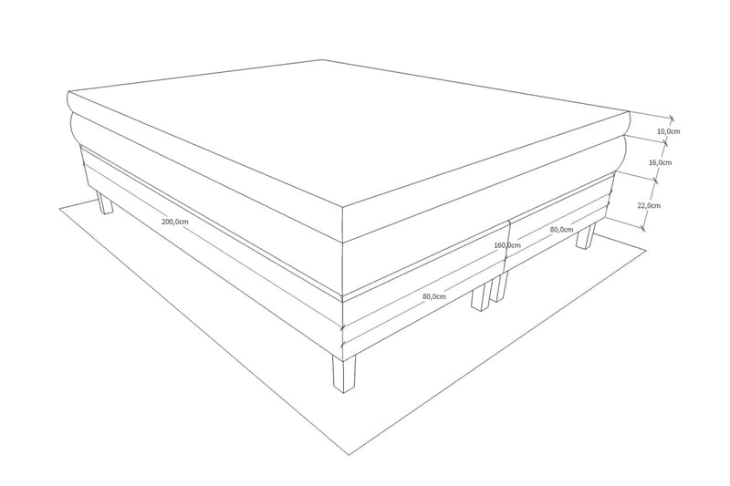 Charleston Kontinentalsäng 180x200 Fast Polyeterskum - Ljusgrå - Kontinentalsäng - Dubbelsäng