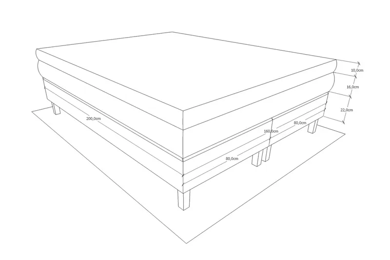Charleston Kontinentalsäng 180x200 Fast Polyeterskum - Ljusgrå - Möbler - Säng - Kontinentalsäng