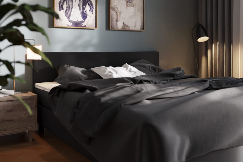 Charm Komplett Sängpaket 120x200 cm med sänggavel medelfast - Svart - Möbler - Säng - Kontinentalsäng