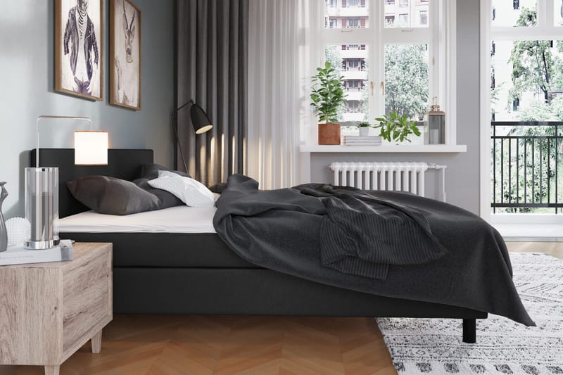 Charm Komplett Sängpaket 180x200 cm med sänggavel - Svart - Möbler - Säng - Kontinentalsäng