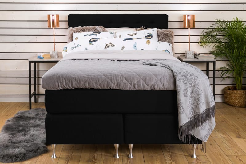 Cloud Komplett Sängpaket 140x200 - Med Sidor Svart/Vit - Möbler - Säng - Komplett sängpaket