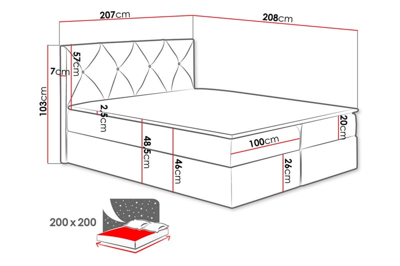 Crystalina Kontinentalsäng 200x200 cm - Möbler - Säng - Kontinentalsäng