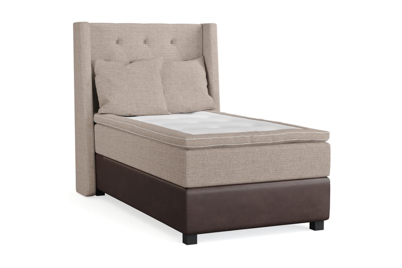 Cuba Sängpaket 105x200 med Två Beiga Kuddar - (+Fler val) Beige/Brun - Möbler - Säng - Komplett sängpaket