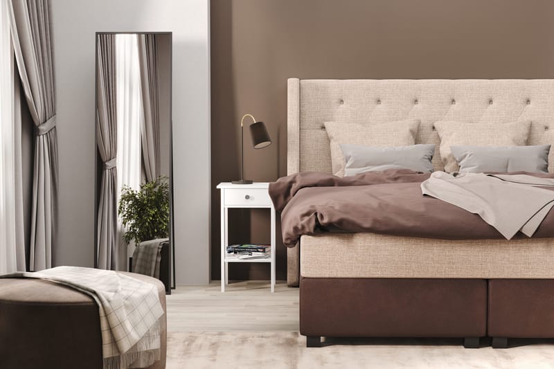 Cuba Sängpaket 105x200 med Två Beiga Kuddar - (+Fler val) Beige/Brun - Möbler - Säng - Kontinentalsäng