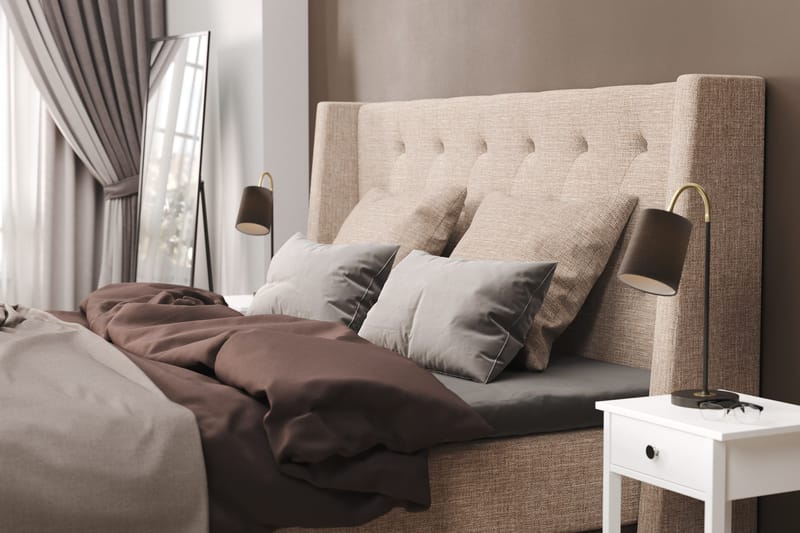 Cuba Sängpaket 105x200 med Två Beiga Kuddar - (+Fler val) Beige/Brun - Möbler - Säng - Kontinentalsäng