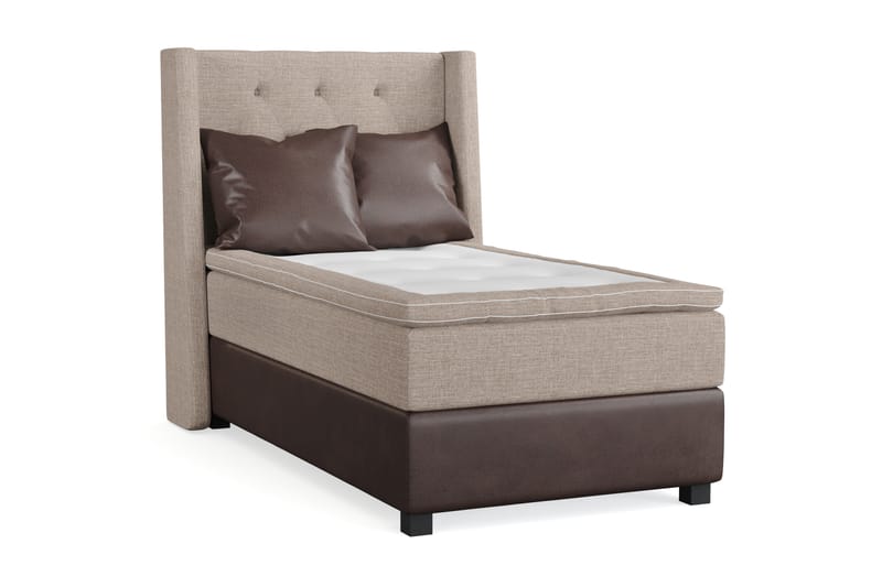 Cuba Sängpaket 105x200 med Två Bruna Kuddar - (+Fler val) Beige/Brun - Möbler - Säng - Komplett sängpaket