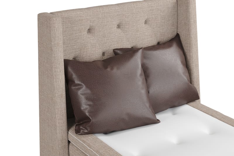 Cuba Sängpaket 105x200 med Två Bruna Kuddar - (+Fler val) Beige/Brun - Komplett sängpaket - Kontinentalsäng