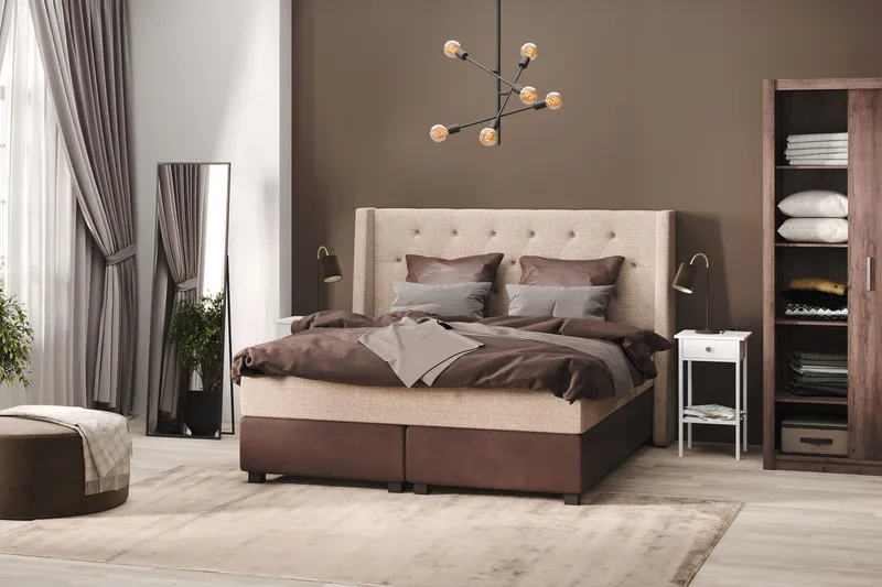 Cuba Sängpaket 105x200 med Två Bruna Kuddar - (+Fler val) Beige/Brun - Möbler - Säng - Kontinentalsäng