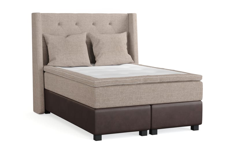 Cuba Sängpaket 140x200 med Två Beiga Kuddar - (+Fler val) Beige/Brun - Möbler - Säng - Komplett sängpaket