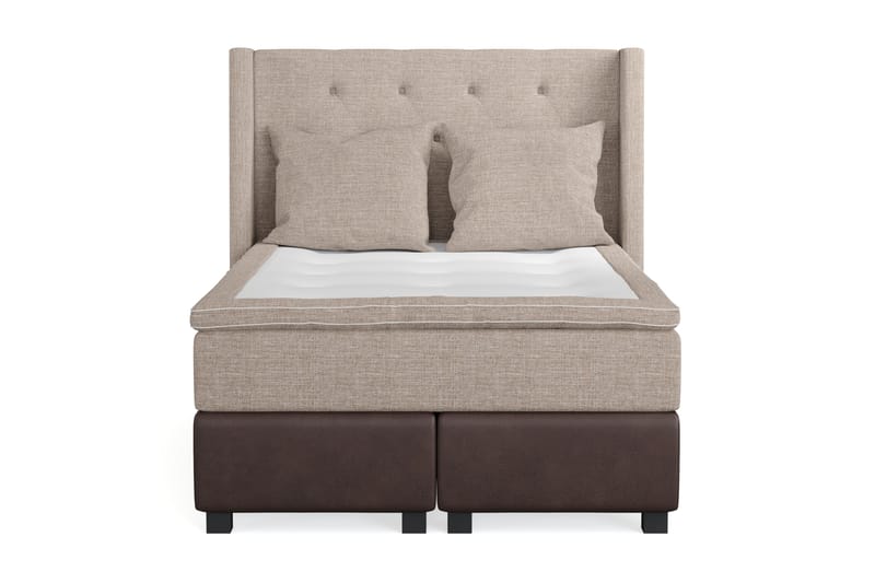 Cuba Sängpaket 140x200 med Två Beiga Kuddar - (+Fler val) Beige/Brun - Möbler - Säng - Komplett sängpaket